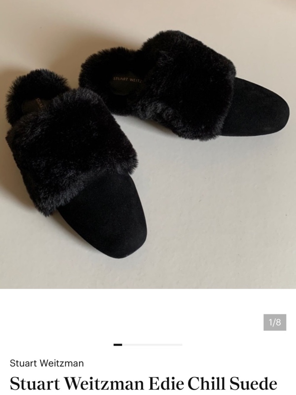 Stuart Weitzman Edie Chill Suede & Faux Fur Mules